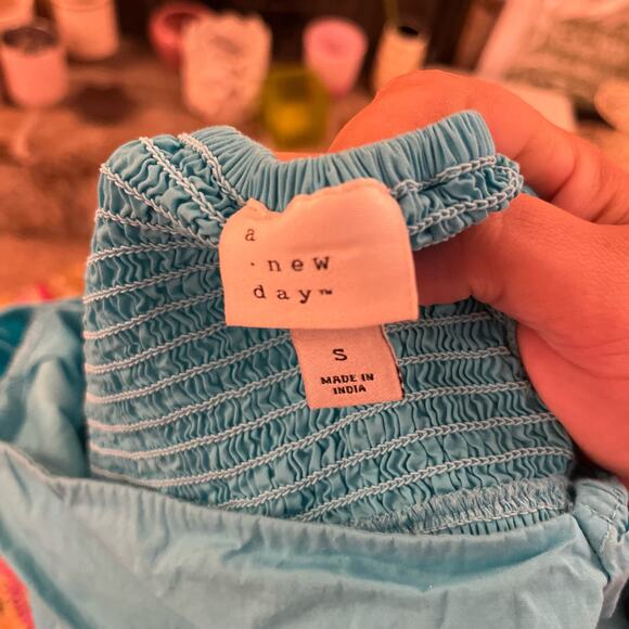 A new day size small blue sundress summer dress puffy sleeves - Picture 7 of 7